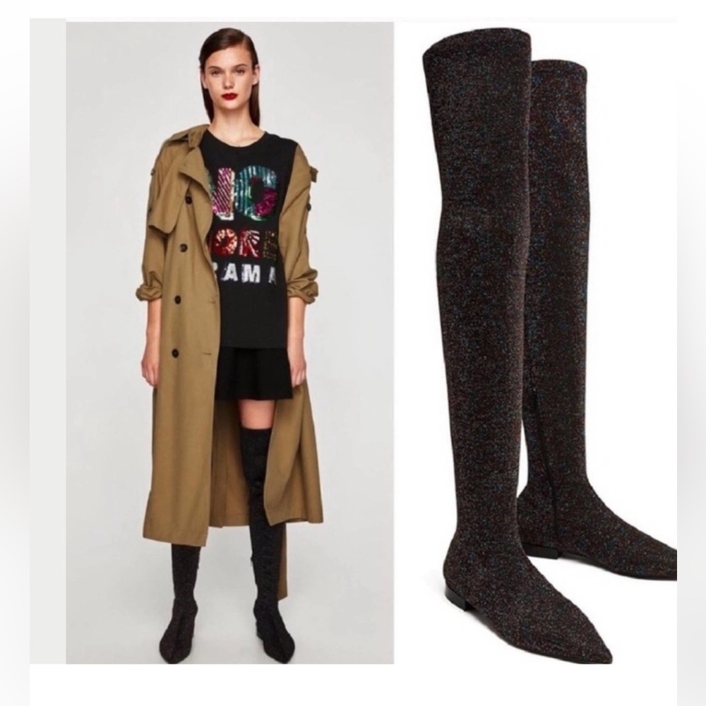 Zara Glitter Over the Knee Boots